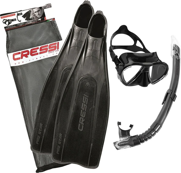 Cressi Pro Star Palet Maske Şnorkel Seti  BLACK NO:41-42 - 9