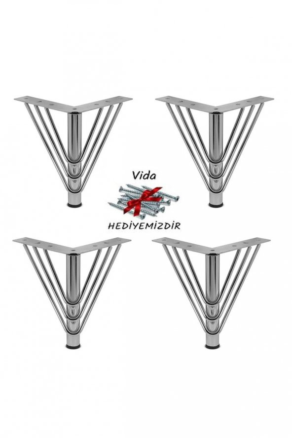 Mobilya Ayağı Telli 12 Cm Krom 4 Adet