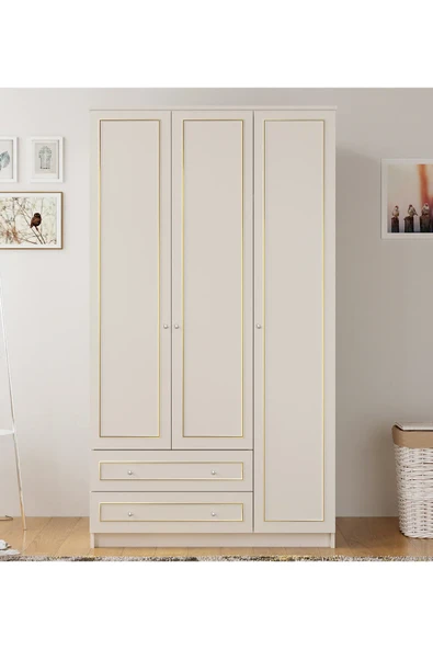 Rabi GOLD 3 KAPAKLI 2 ÇEKMECELİ GARDIROP (MEGA)