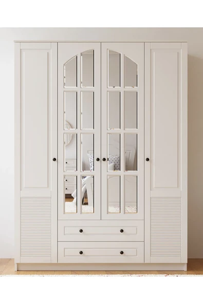 Rabi İZEL 4 KAPAKLI 2 ÇEKMECELİ GARDIROP (MEGA) ürün görseli