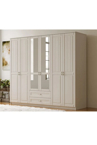 Rabi KARDELEN 6 KAPAKLI 2 ÇEKMECELİ GARDIROP ürün görseli