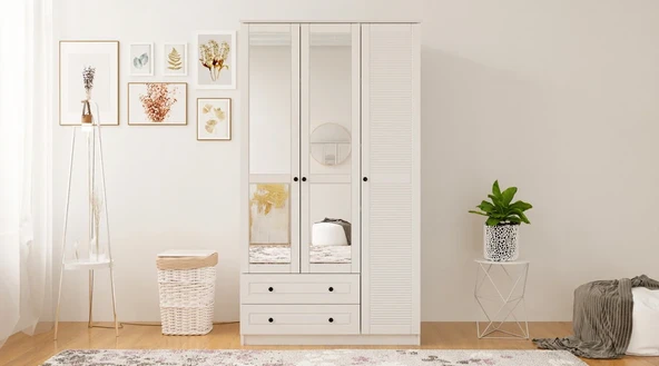 Rabi DİVA AYNALI 3 KAPAKLI 2 ÇEKMECELİ GARDIROP