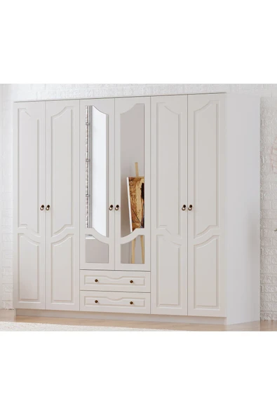 Rabi Irmak Country 6 Kapaklı 2 Çekmeceli Mega Gardırop ürün görseli