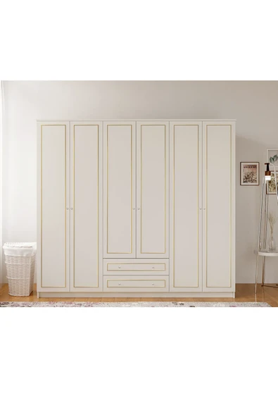 Rabi GOLD 6 KAPAKLI 2 ÇEKMECELİ GARDIROP ürün görseli