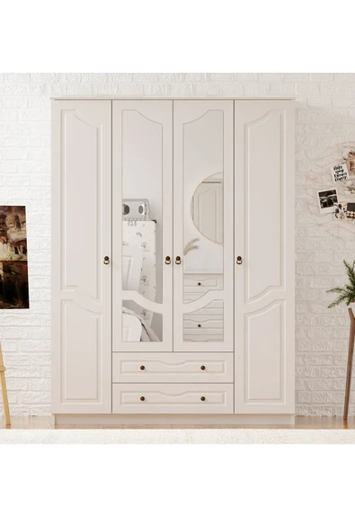 Rabi IRMAK 4 KAPAKLI 2 ÇEKMECELİ GARDIROP (MEGA) ürün görseli