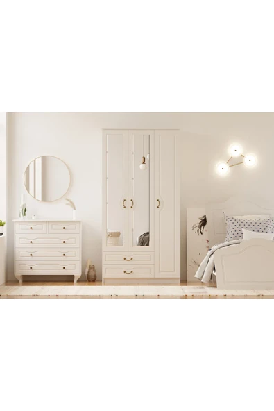 Rabi YAĞMUR 3 KAPAKLI 2 ÇEKMECELİ GARDIROP (MEGA)