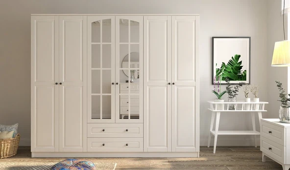 Rabi BEYZA 6 KAPAKLI 2 ÇEKMECELİ GARDIROP (MEGA) ürün görseli