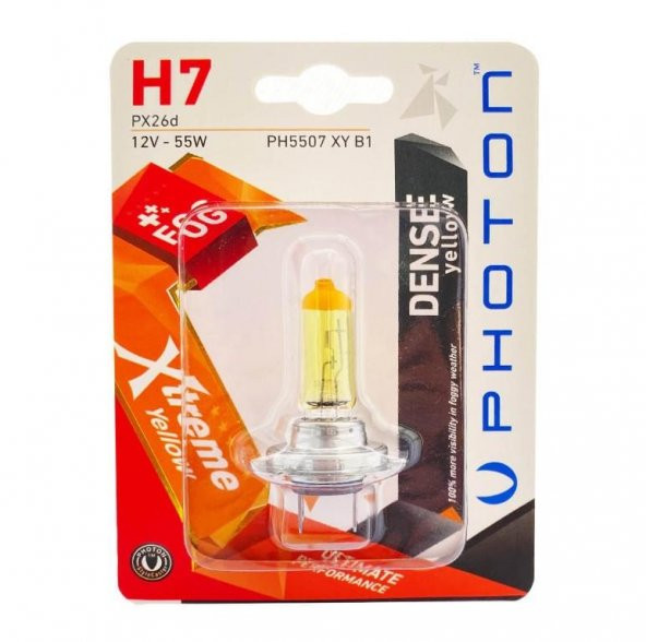 Photon H7 12V 55W XTREME YELLOW (TEKLİ BLİSTER) PH5507 XY B1 ürün görseli 1