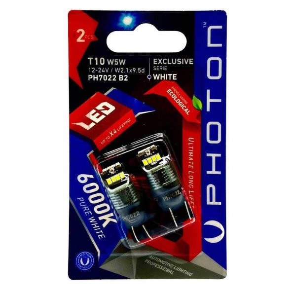 Photon T10 W5W 12-24V 4+4+4 LED EXCLUSIVE (2'Lİ BLİSTER) PH7022 B2 ürün görseli 1