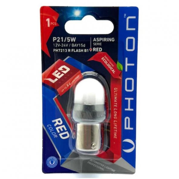 Photon P21/5W KIRMIZI FLASH (TEKLİ BLİSTER) PH7213 R FLASH B1 ürün görseli 1