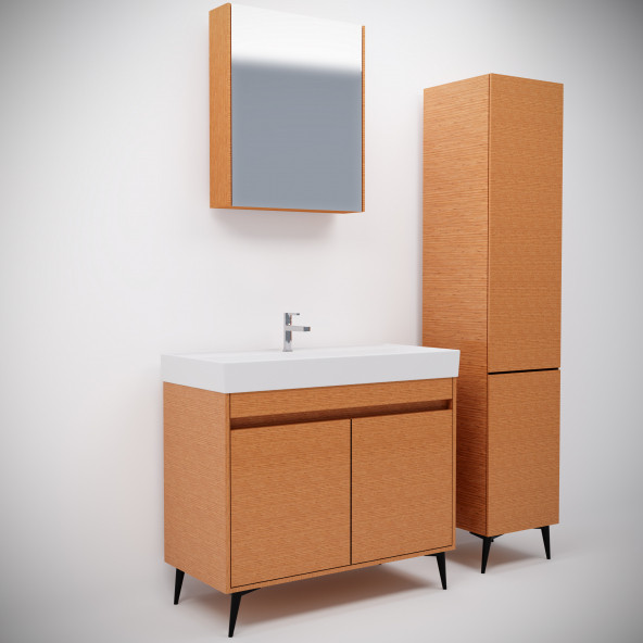 Banyo Dolabı 100 Cm Bambu MDF