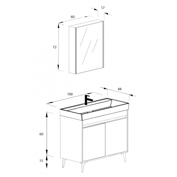 Banyo Dolabı 100 Cm Bambu MDF - 3