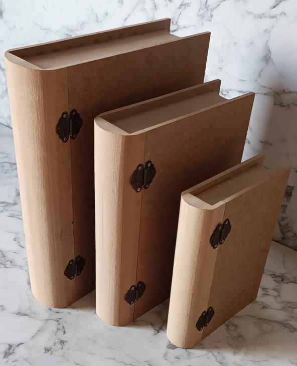 Hobi Adn 90203 Kitap Kutu 3'LÜ Set Ahşap MDF HAM Ankara Siteler Ürünü El Yapım - 7