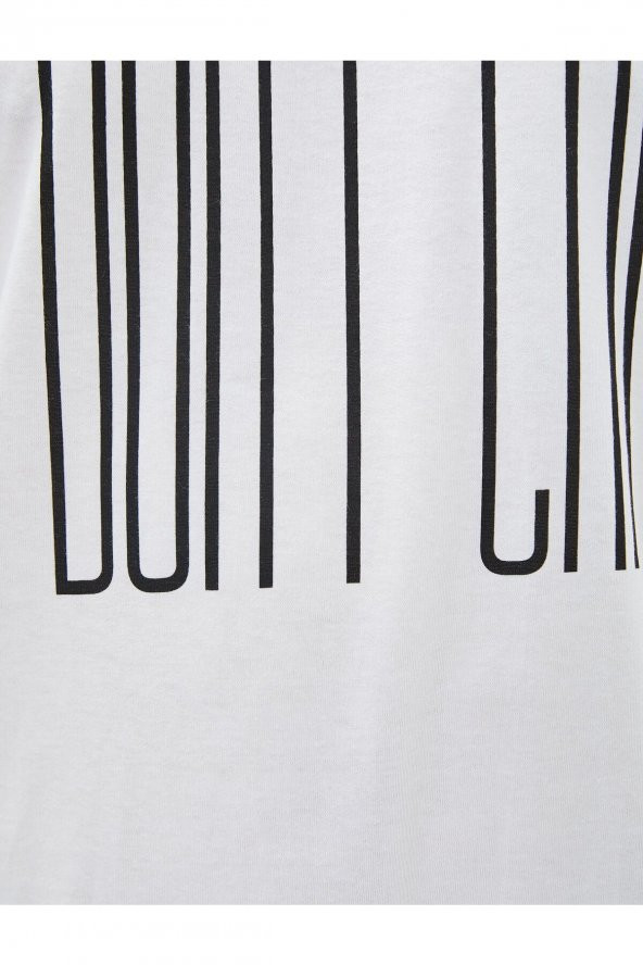 Slim Fit Tişört Slogan Baskılı Bisiklet Yaka Pamuklu - 6
