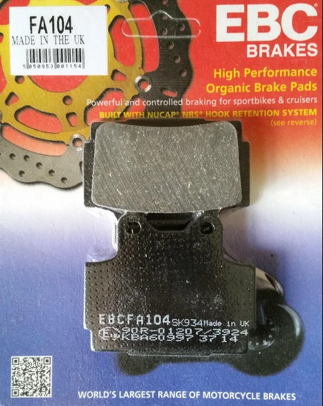 EBC FA104 YAMAHA FZ/FZR400, FZS600 FAZER 98-03, XJ600 92-03 ARKA FREN BALATASI - 2