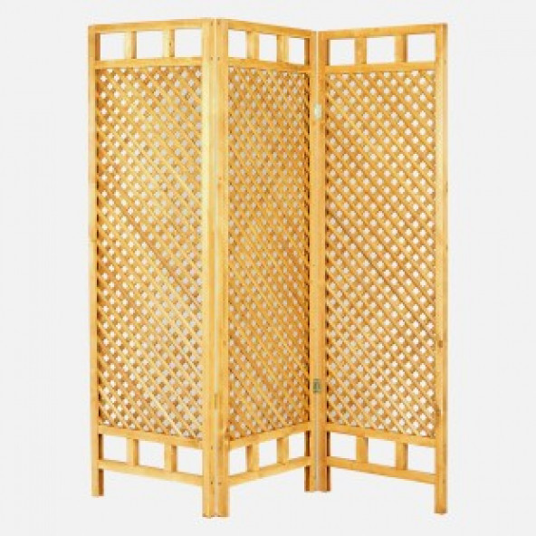 Woodensa Ahşap Paravan Seperatör  Oda Bölücü Ayırıcı 3 Kanat Kiraz PNR502