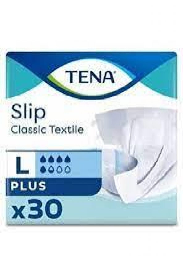 Tena Slip Classic Plus Tekstil Yüzey 5.5 Damla Büyük Boy (L) 30'lu Hasta Bezi