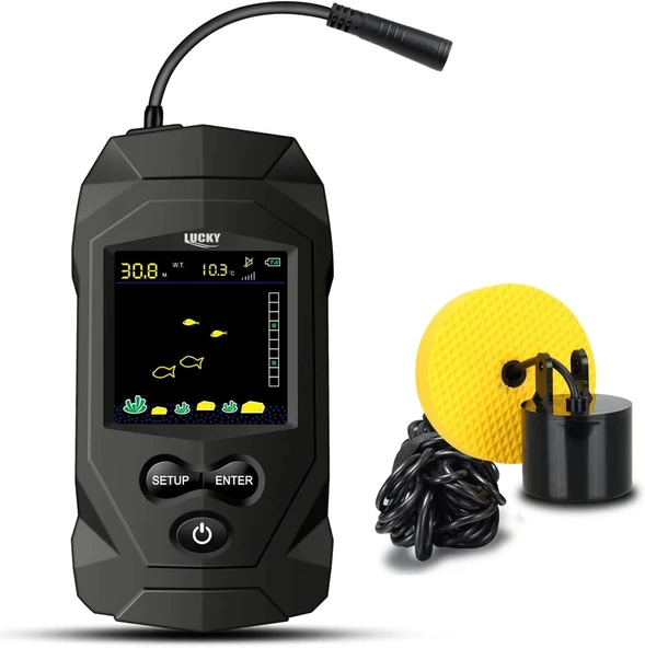 Lucky Taşınabilir Balık Bulucu Sensörü Kablolu El Derinliği - Ekranlı