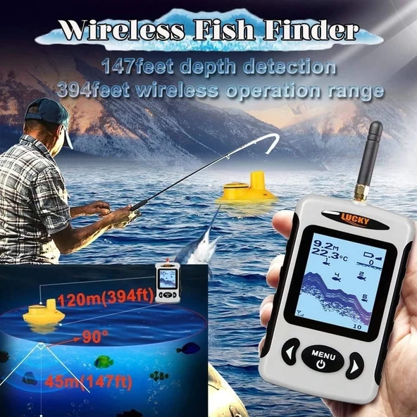 LUCKY Taşınabilir Sonar Balık Bulucu Tekne Derinliği - Balıkçılık - 2