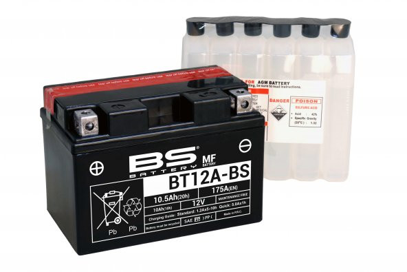 BS BATTERY BT12A-SLA Motosiklet Aküsü SLA Tipi - Resim 2