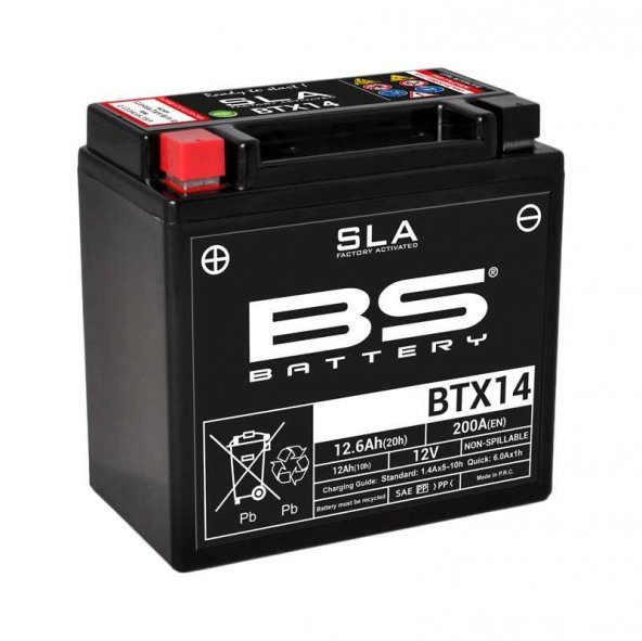 BS BATTERY BTX14-SLA Motosiklet Aküsü SLA Tipi ürün görseli 1