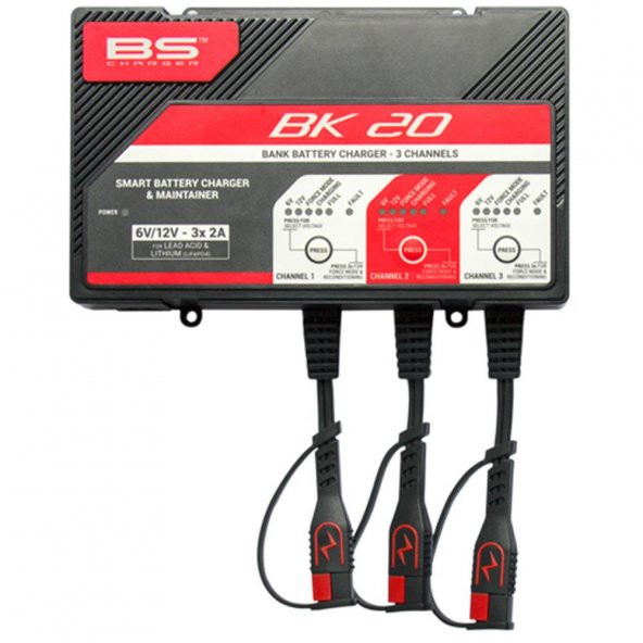 BS BATTERY BK20 3 KANAL AKÜ ŞARJ İSTASYONU 6V/12V 2A - 8
