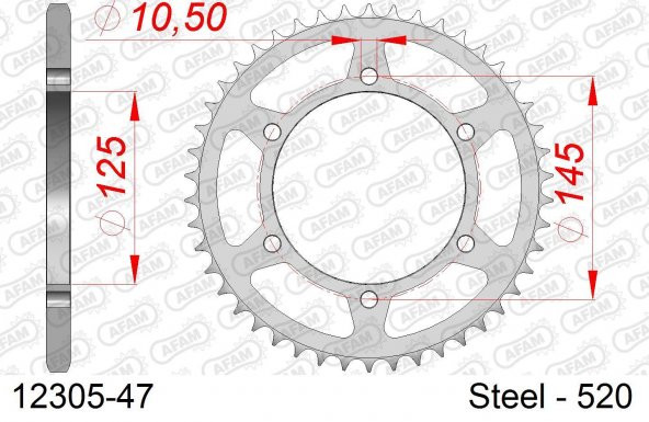 AFAM YAMAHA MT-03 660cc ÇELİK ARKA DİŞLİ #520 12305-47