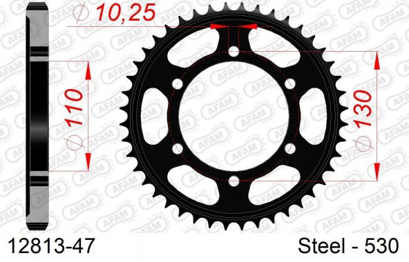 AFAM REAR STEEL SPROCKET #530 12813-47 ürün görseli