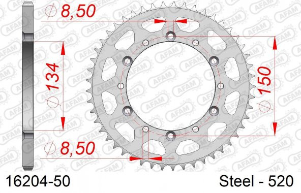 AFAM KAWASAKI KX250 / KX450F ÇELİK ARKA DİŞLİ #520