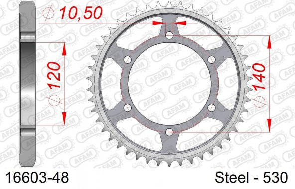 AFAM REAR STEEL SPROCKET #530 16603-48 ürün görseli