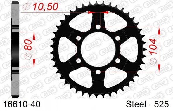 AFAM REAR STEEL SPROCKET #525 16610-40 ürün görseli 1