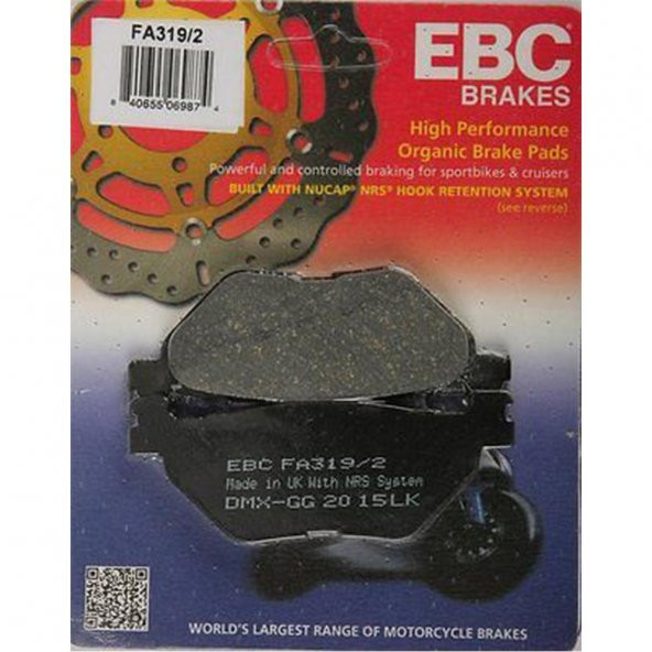 EBC FA319/2 YAMAHA TDM900, XV/XVS950 , XT1200 Z SUPER TENERE ARKA FREN BALATASI