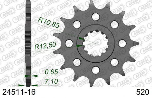 AFAM KAWASAKI ZX636 ZX6-R Ninja ÇELİK ÖN DİŞLİ #520 24511-16 ürün görseli 1