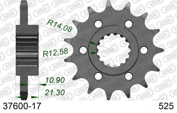 AFAM APRILIA CAPANORD 1200/RALLY / SHIVER900 ÇELİK ÖN DİŞLİ #525 37600-17 ürün görseli 1