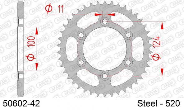 AFAM REAR STEEL SPROCKET #520 50602-42 - 1