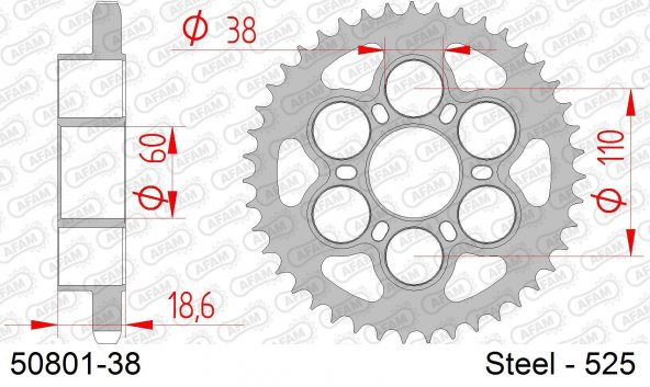 AFAM DUCATI 1098 ÇELİK ARKA DİŞLİ #525