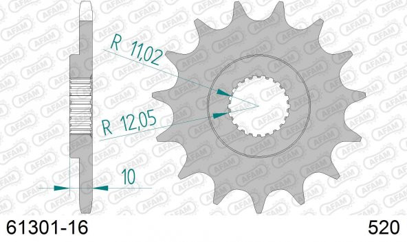AFAM BMW F650 GS/DAKAR 97-07 ÇELİK ÖN DİŞLİ #520 61301-16