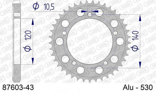 AFAM SUZUKI GSX-R1000 01-08  ALUMİNYUM ARKA DİŞLİ #530 87603-43 ürün görseli