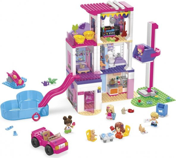 Mega Barbie Color Reveal Rüya Evi Yapı Seti, 5 Mini Bebek ve 6 Hayvanla 25Ten Fazla Sürpriz İçerir,