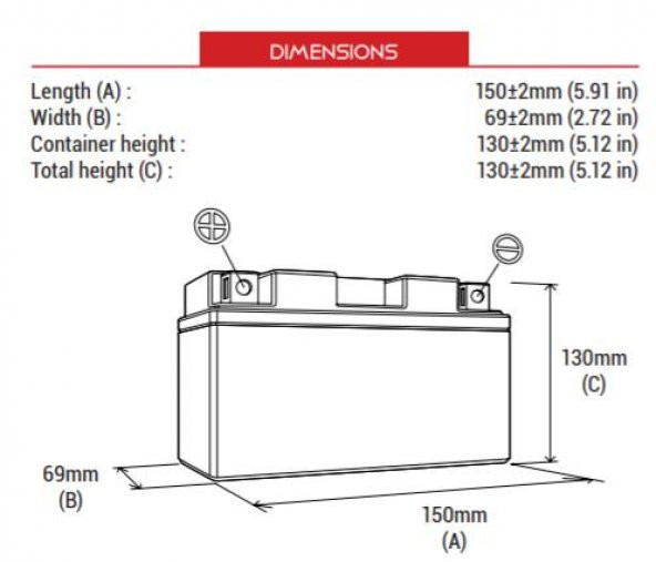 BS BATTERY BT12B-4 (SLA) Motosiklet Aküsü SLA Tipi - Resim 2