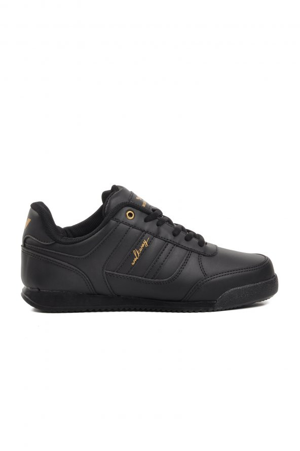 Walkway Effective PU Siyah-Altın Bağcıklı Unisex Sneaker