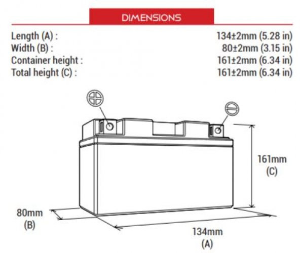 BS BATTERY BB12AL-A2 (SLA) Motosiklet Aküsü SLA Tipi - Resim 2