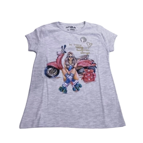 İFBA MOTOSİKLETLİ KIZ BASKILI KIZ ÇOCUK T-SHİRT - Resim 7