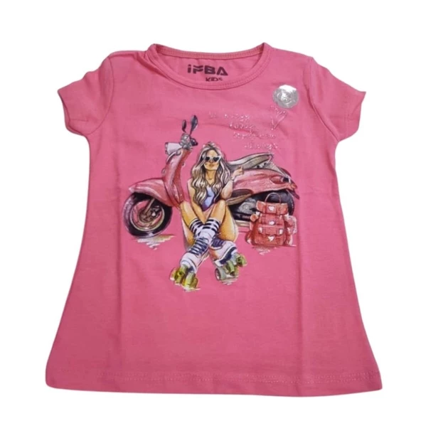 İFBA MOTOSİKLETLİ KIZ BASKILI KIZ ÇOCUK T-SHİRT - Resim 6