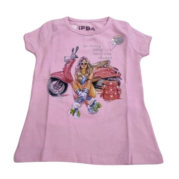 İFBA MOTOSİKLETLİ KIZ BASKILI KIZ ÇOCUK T-SHİRT - Resim 5