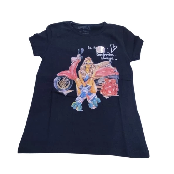 İFBA MOTOSİKLETLİ KIZ BASKILI KIZ ÇOCUK T-SHİRT - Resim 8