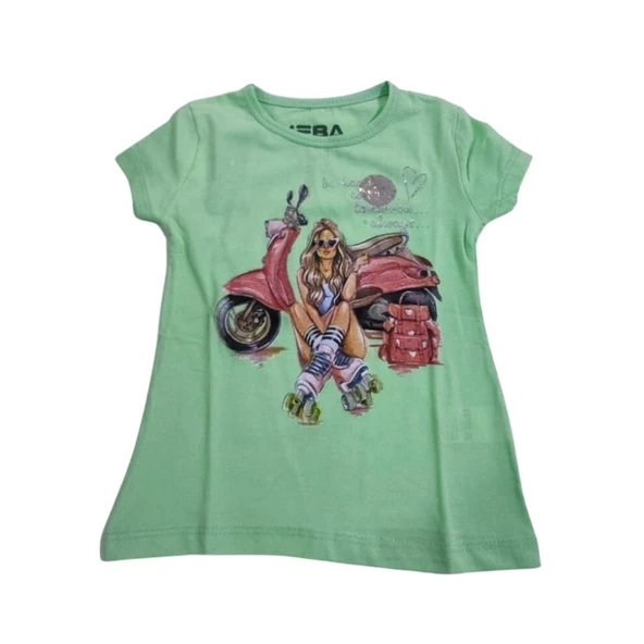 İFBA MOTOSİKLETLİ KIZ BASKILI KIZ ÇOCUK T-SHİRT - Resim 4
