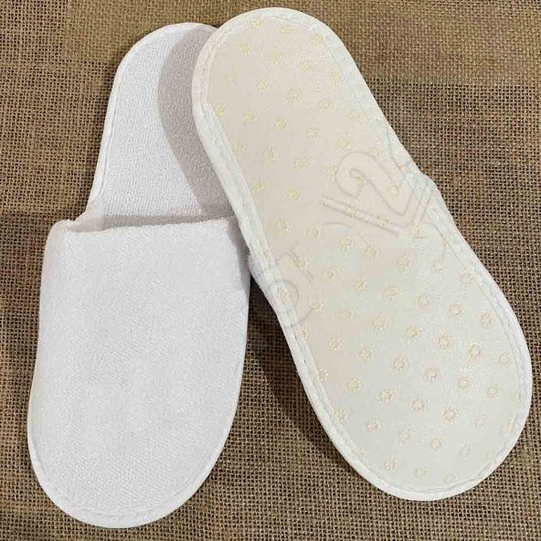 Çift  Kat Kalın Pamuk Havlu Terlik Kaymaz Taban Otel Terliği Yüksek Kalite - 4