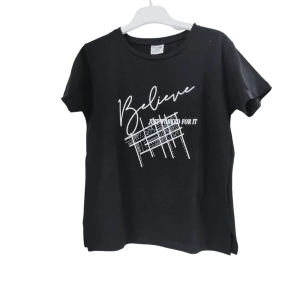 PETTO JUST WORKED FOR IT BASKILI KIZ ÇOCUK T-SHİRT ürün görseli