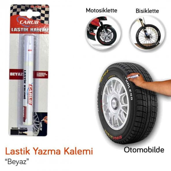 Carub Lastik Yazma Kalemi Lastik Boya Kalemi Beyaz - 2